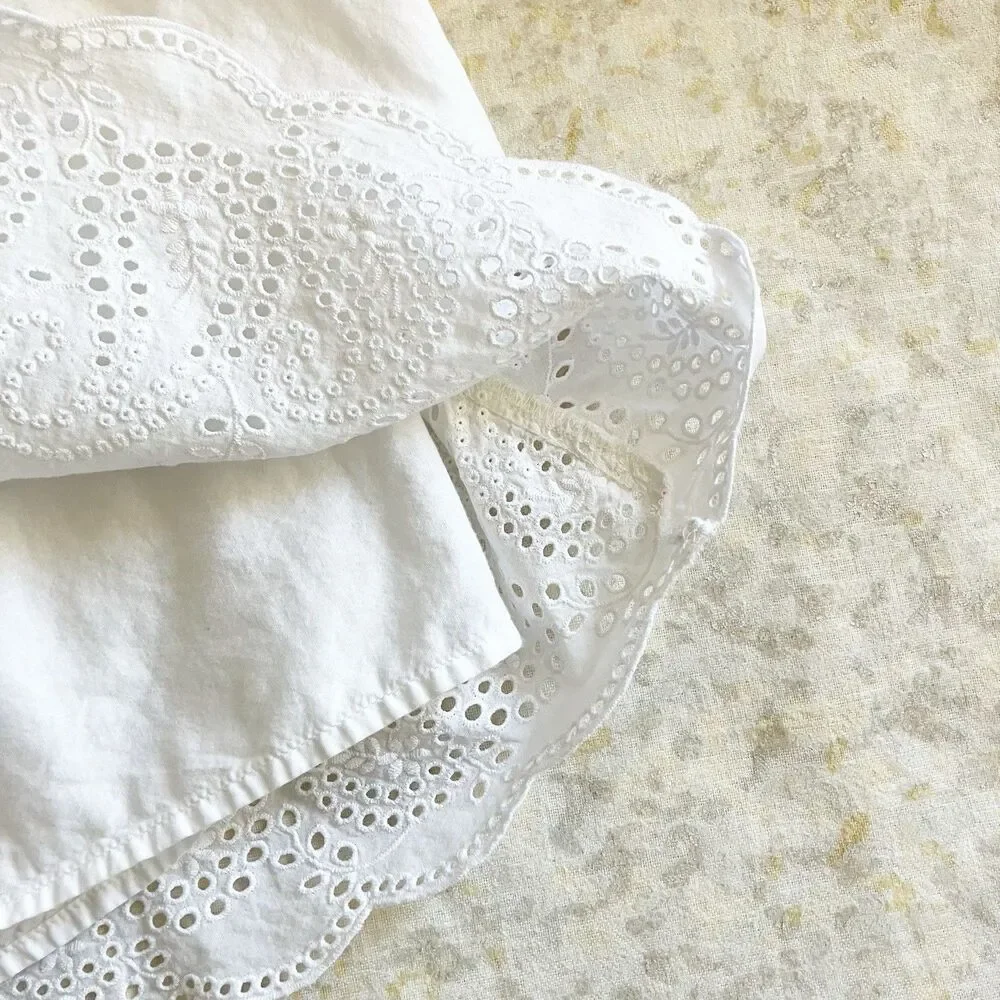 Gap Kids Paisley Eyelet Skirt Girls Size XXL 14-16 White Scallop Cotton